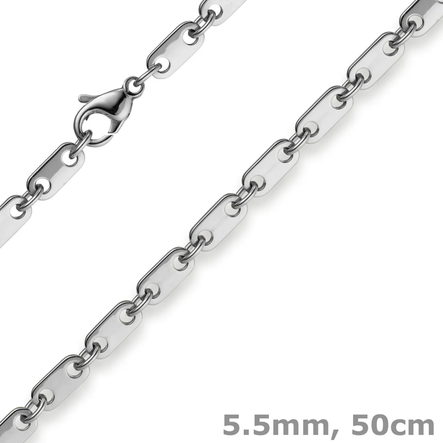5,5mm Plattenkette Kette Collier aus 585 Gold Weißgold massiv 50cm Unisex
