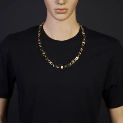 11mm Platte-Steigbügel Kette Collier Halskette aus 585 Gold Gelbgold massiv 70cm
