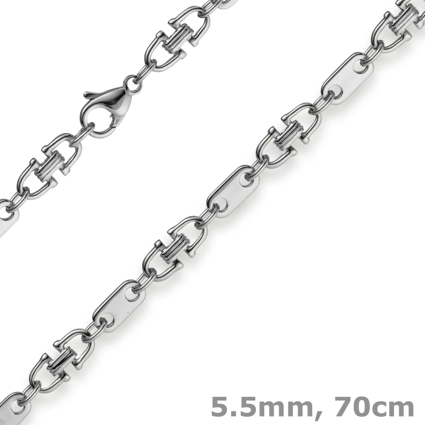 5,5mm Platte-Steigbügel Kette Collier Halskette aus 585 Gold Weißgold 70cm