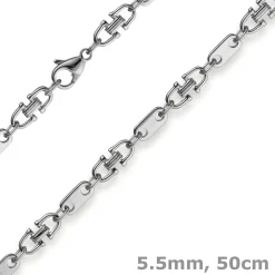 5,5mm Platte-Steigbügel Kette Collier Halskette aus 585 Gold Weißgold 50cm