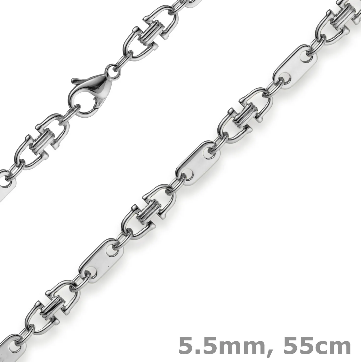 5,5mm Platte-Steigbügel Kette Collier Halskette aus 585 Gold Weißgold 55cm