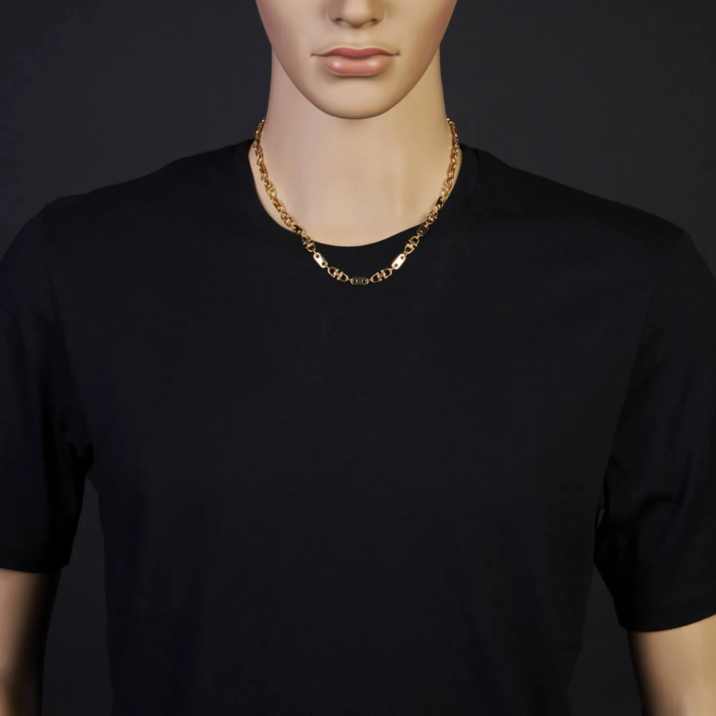5,5mm Platte-Steigbügel Kette Collier Halskette, 585 Gold Gelbgold, 50cm