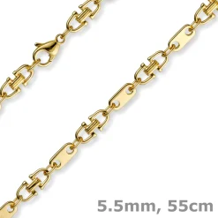 5,5mm Platte-Steigbügel Kette Collier Halskette, 750 Gold Gelbgold, 55cm