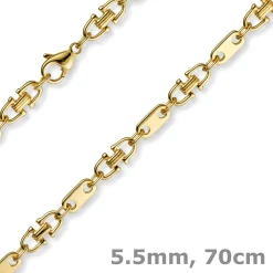 5,5mm Platte-Steigbügel Kette Collier Halskette, 750 Gold Gelbgold, 70cm