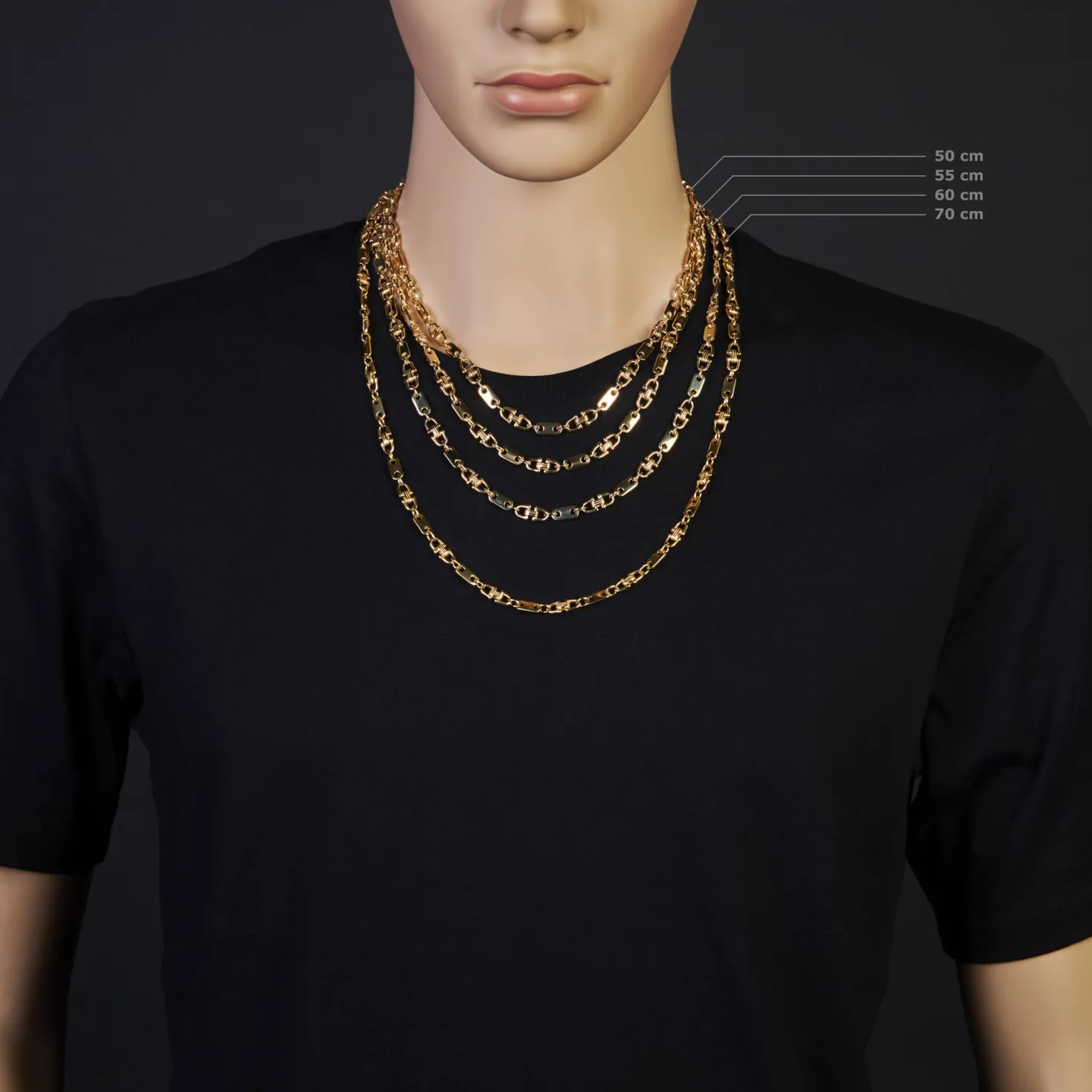 5,5mm Platte-Steigbügel Kette Collier Halskette, 750 Gold Gelbgold, 70cm