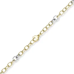 9,5mm Ringel-Armband Armkette aus 585 Gold Gelbgold Weißgold bicolor 21cm