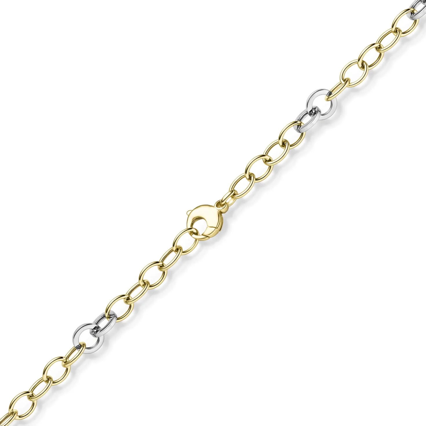 9,5mm Ringel-Armband Armkette aus 585 Gold Gelbgold Weißgold bicolor 21cm