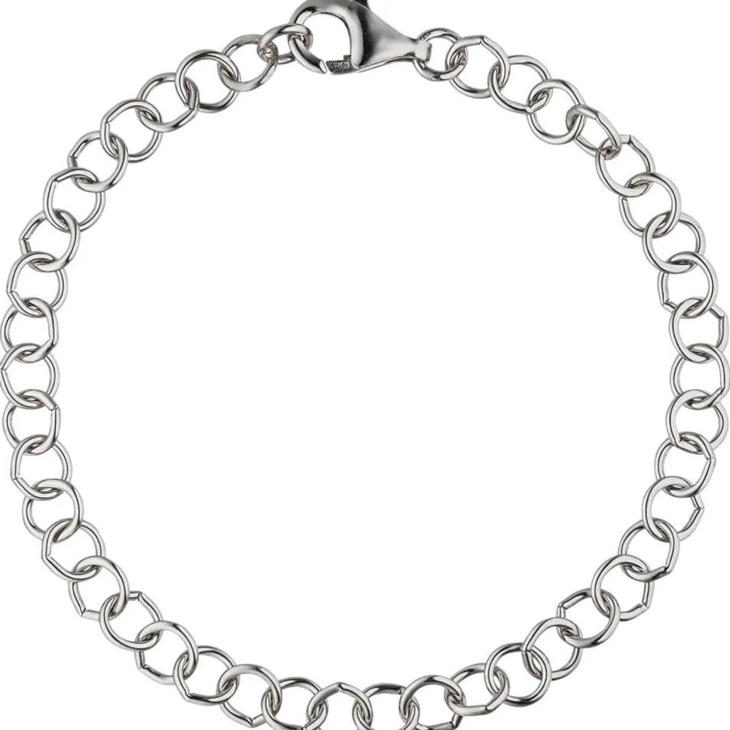 5,7mm Ringel Armband Rundankerarmband aus echtem 925 Silber rhodiniert, 19cm