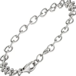 5,7mm Ringel Armband Rundankerarmband aus echtem 925 Silber rhodiniert, 19cm