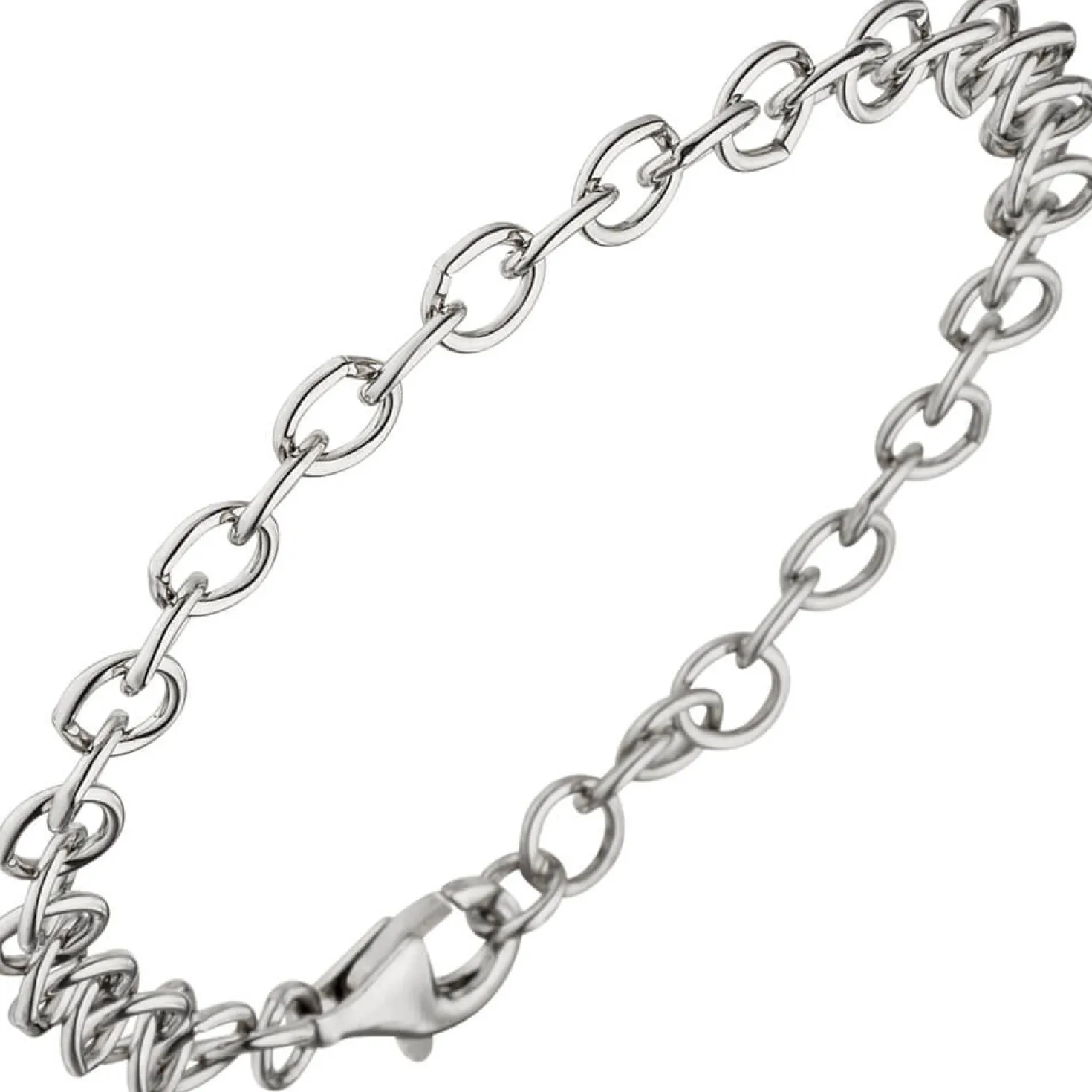 5,7mm Ringel Armband Rundankerarmband aus echtem 925 Silber rhodiniert, 19cm