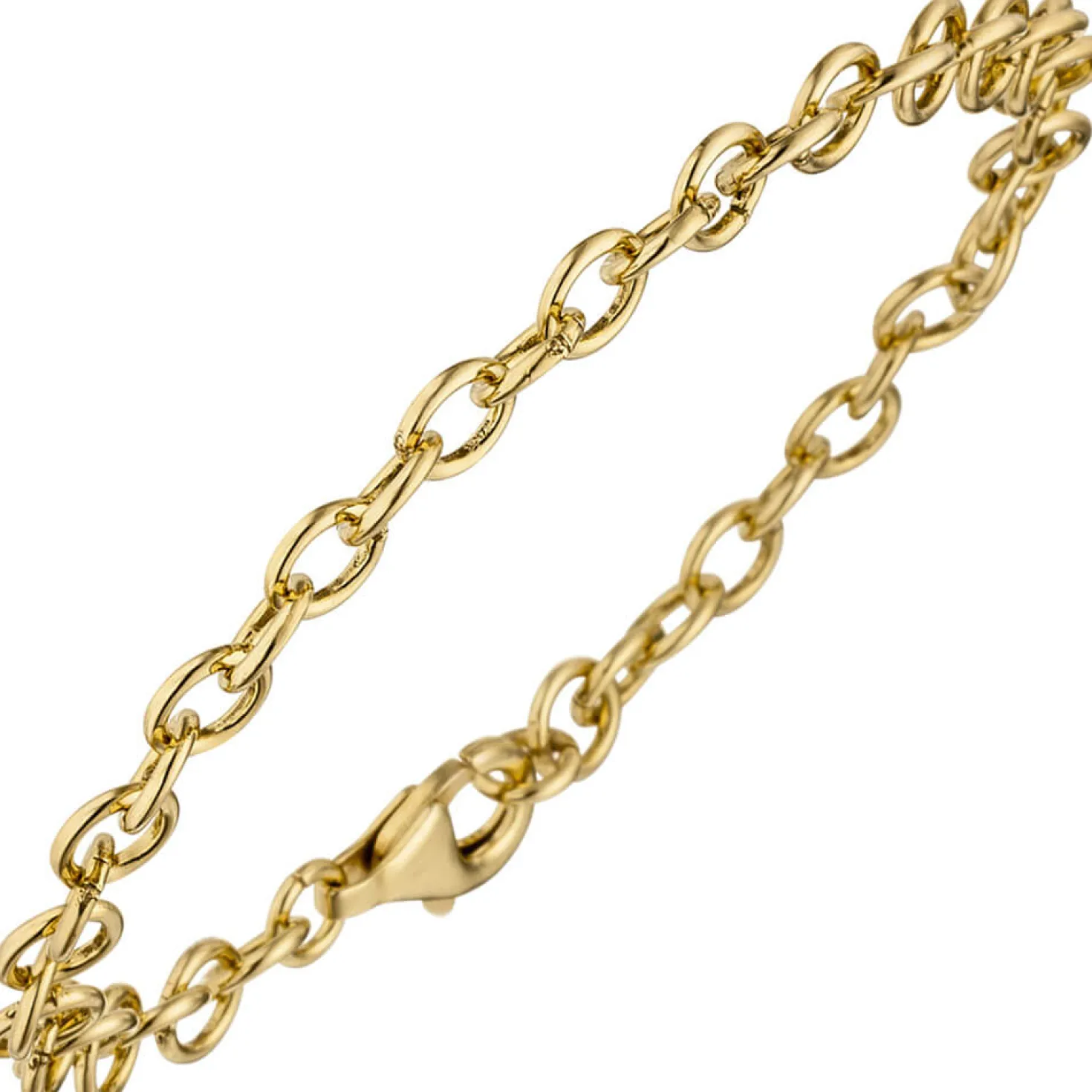 5,8mm Ringel Armband Rundankerarmband aus 925 Silber gelbgold vergoldet, 19cm