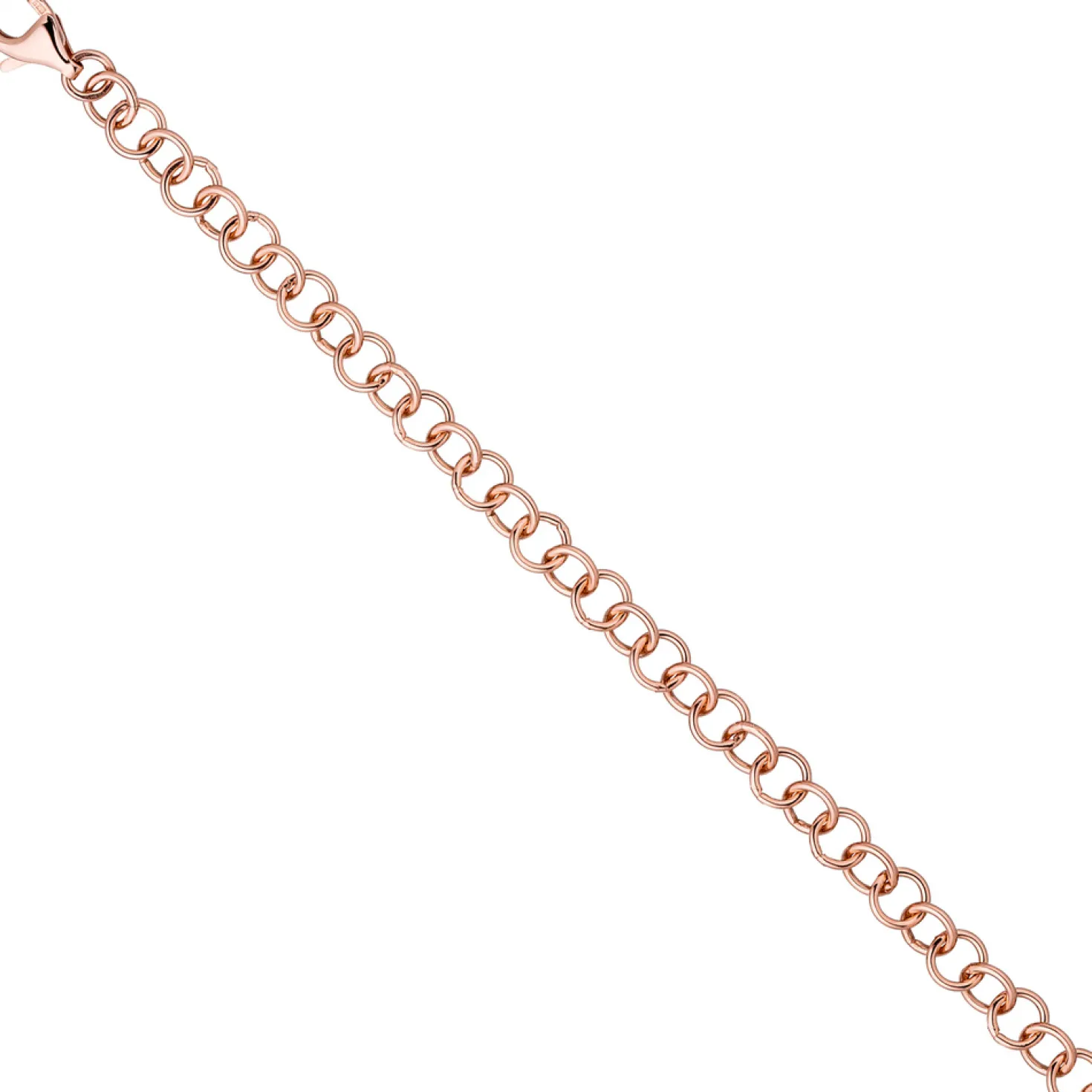 6mm Ringel Armband Rundankerarmband aus 925 Silber rotgold vergoldet, 19cm