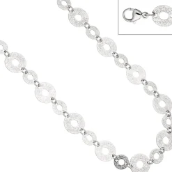 17,1mm Ringelkette Collier Silberkette Halskette mit Struktur, 925 Silber, 60cm
