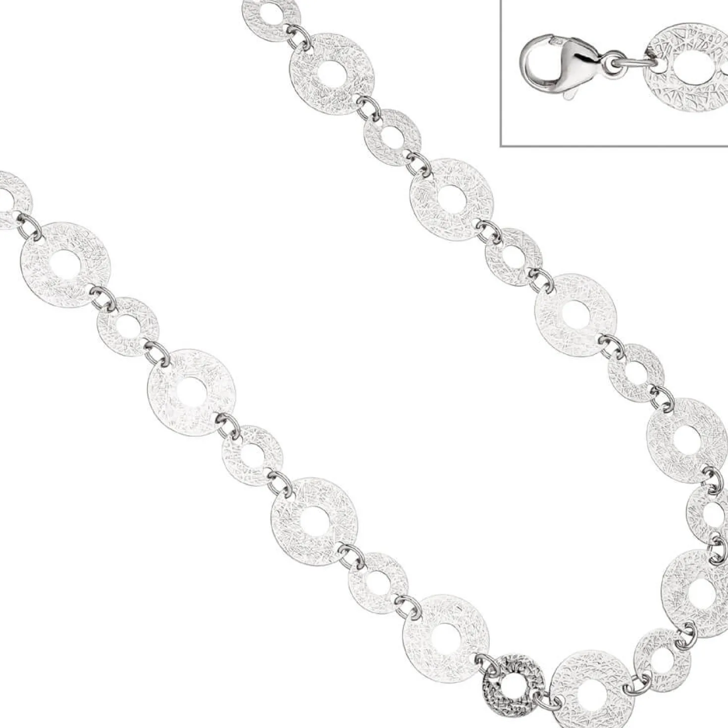 17,1mm Ringelkette Collier Silberkette Halskette mit Struktur, 925 Silber, 60cm