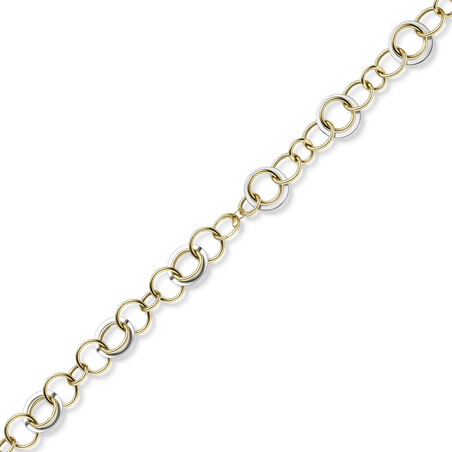 20mm Ringkette Phantasie-Armband Armkette aus 585 Gold Gelbgold Weißgold 19cm