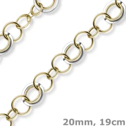 20mm Ringkette Phantasie-Armband Armkette aus 585 Gold Gelbgold Weißgold 19cm