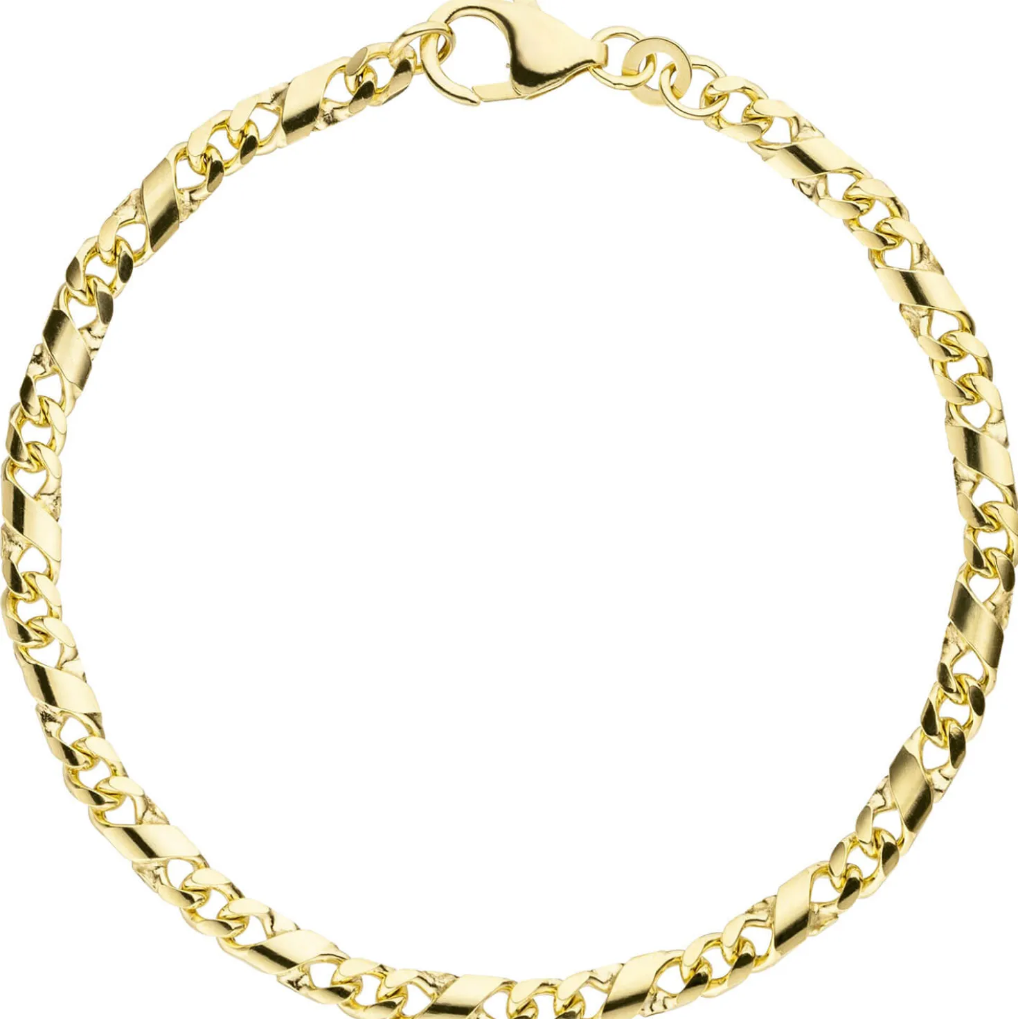 3,9mm Rockwellarmband Armband X-Panzerkette 333 Gold Gelbgold massiv 19cm