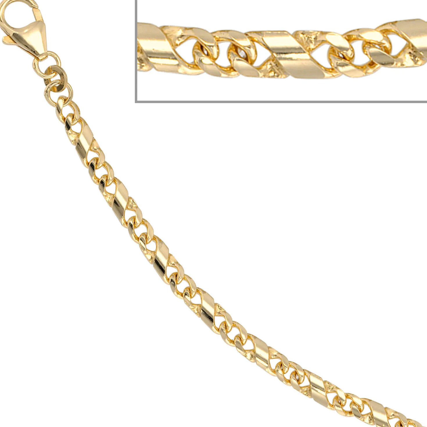 3,9mm Rockwellarmband Armband X-Panzerkette 333 Gold Gelbgold massiv 19cm