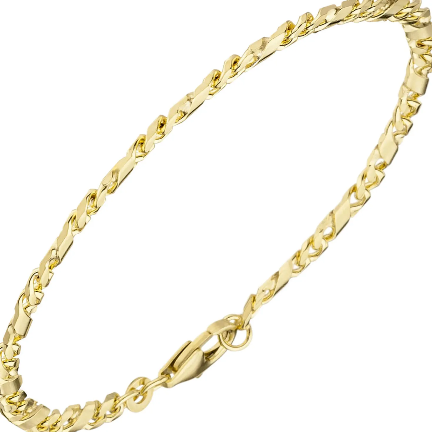 3,9mm Rockwellarmband Armband X-Panzerkette 333 Gold Gelbgold massiv 19cm