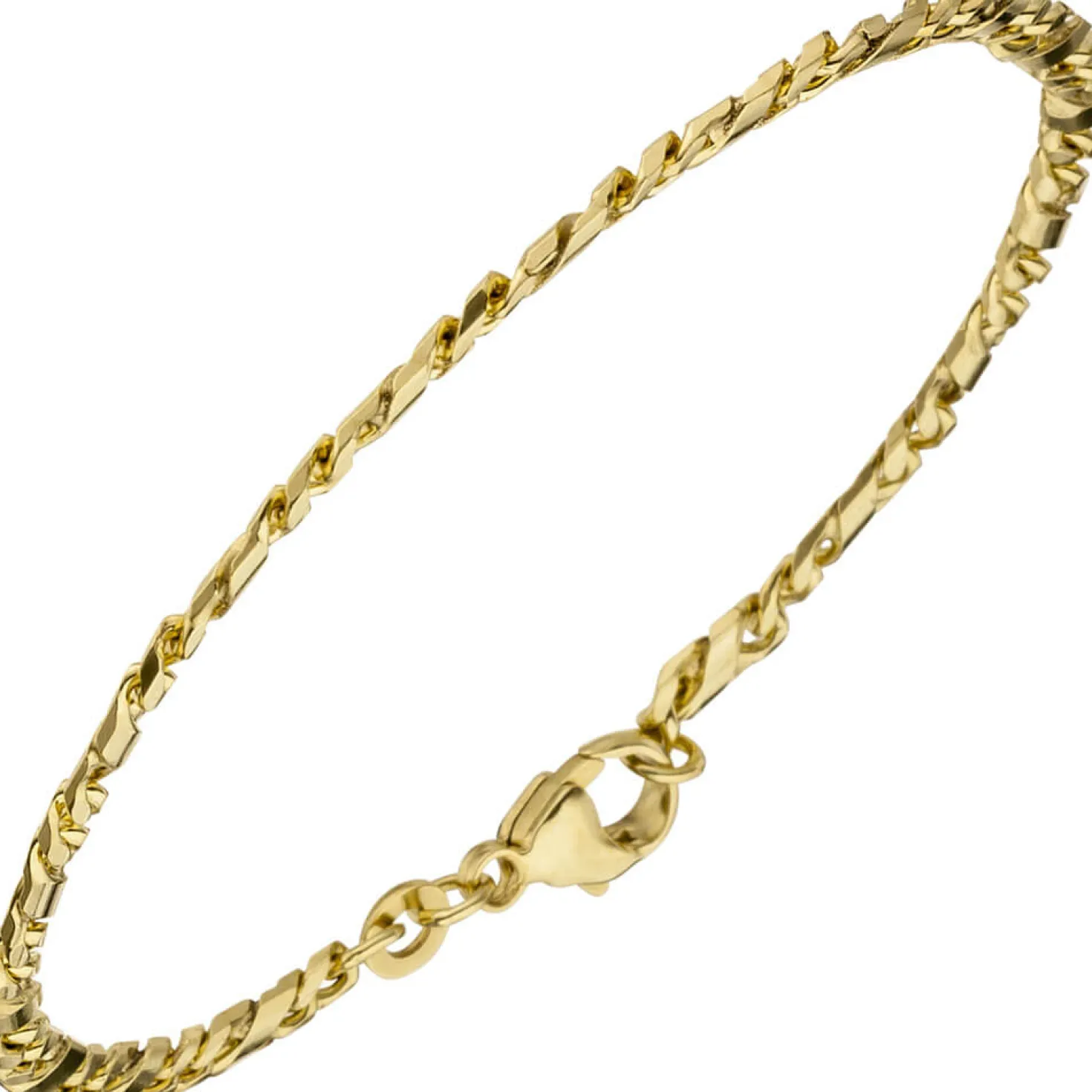 3,2mm Rockwellarmband Armkette Armband X-Panzerkette 333 Gold Gelbgold 18,5cm