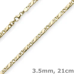3,5mm Rockwellarmband Armkette Armschmuck, 585 Gold Gelbgold, glänzend, 21cm