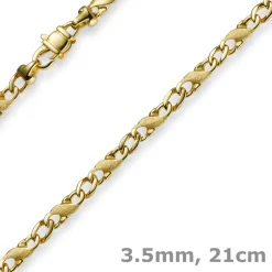 3,5mm Rockwell Armband Armkette, 585 Gold Gelbgold, 21cm, mattiert