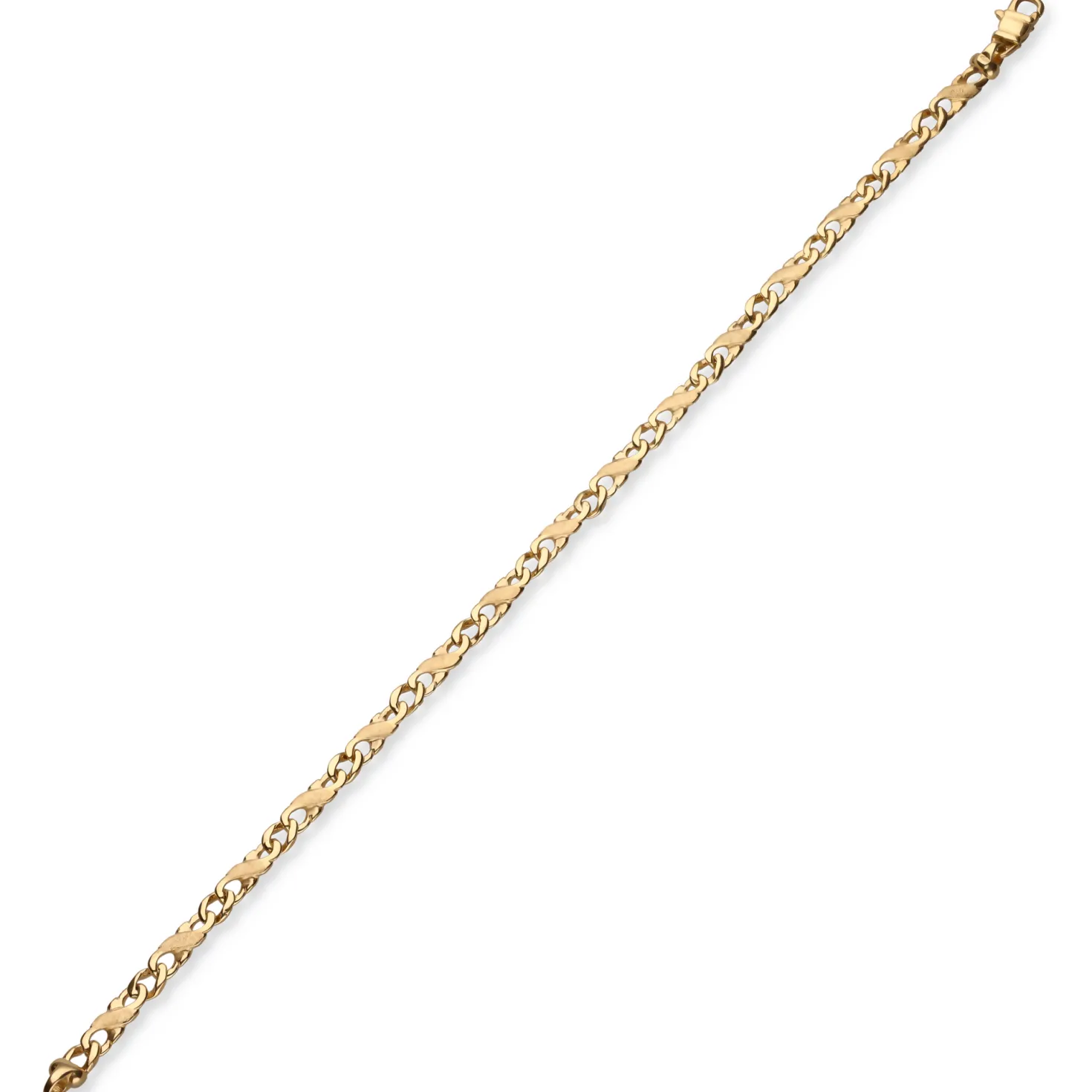 3,5mm Rockwell Armband Armkette, 585 Gold Gelbgold, 19cm, mattiert
