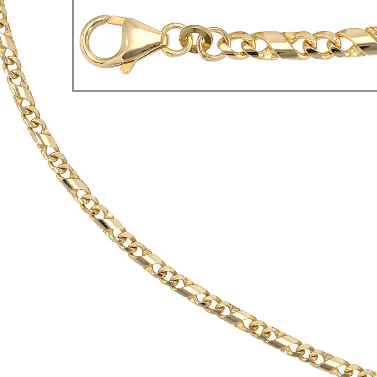 3,8mm Rockwell Kette Halskette Collier Goldkette 333 Gold Gelbgold massiv 45cm