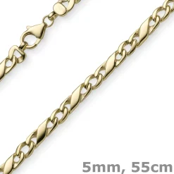 5mm Rockwellkette Kette Collier Halskette, 585 Gold Gelbgold, glänzend, 55cm