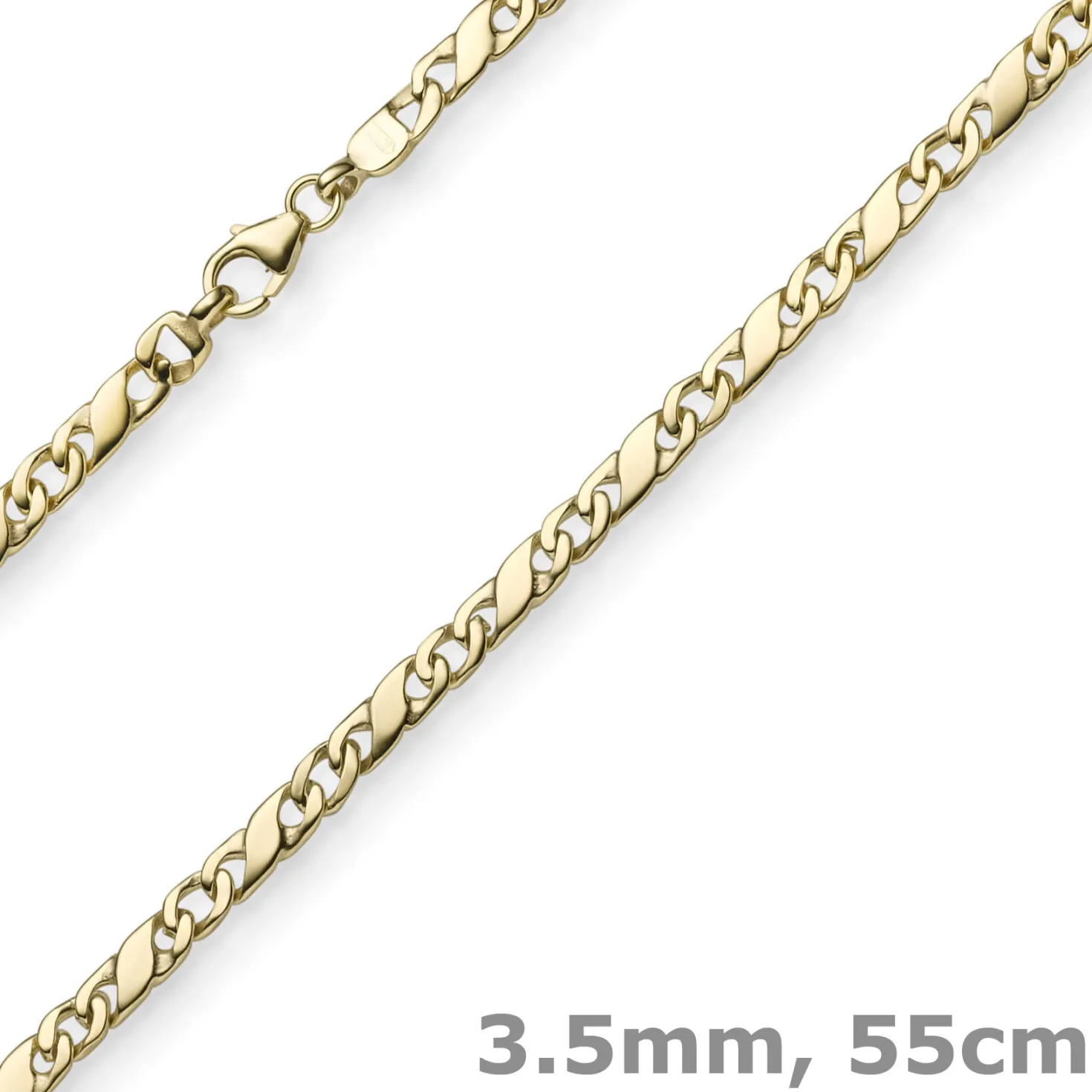 3,5mm Rockwellkette Kette Collier Halskette, 585 Gold Gelbgold, glänzend, 55cm