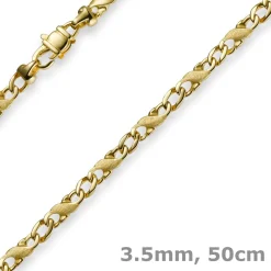 3,5mm Rockwellkette Kette Collier matt, 585 Gold Gelbgold, 50cm