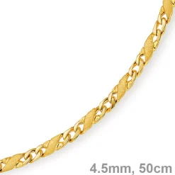 4,5mm Rockwellkette X-Panzerkette Collier 585 Gelbgold matt/glänzend 50cm Unisex