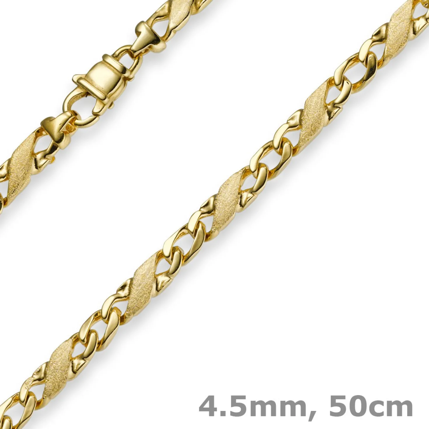 4,5mm Rockwellkette X-Panzerkette Collier 585 Gelbgold matt/glänzend 50cm Unisex