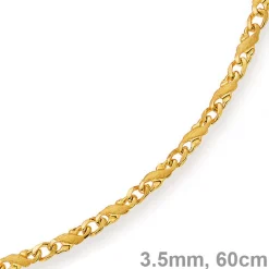 3,5mm Rockwellkette X-Panzerkette Collier teilmattiert 585 Gelbgold 60cm Unisex