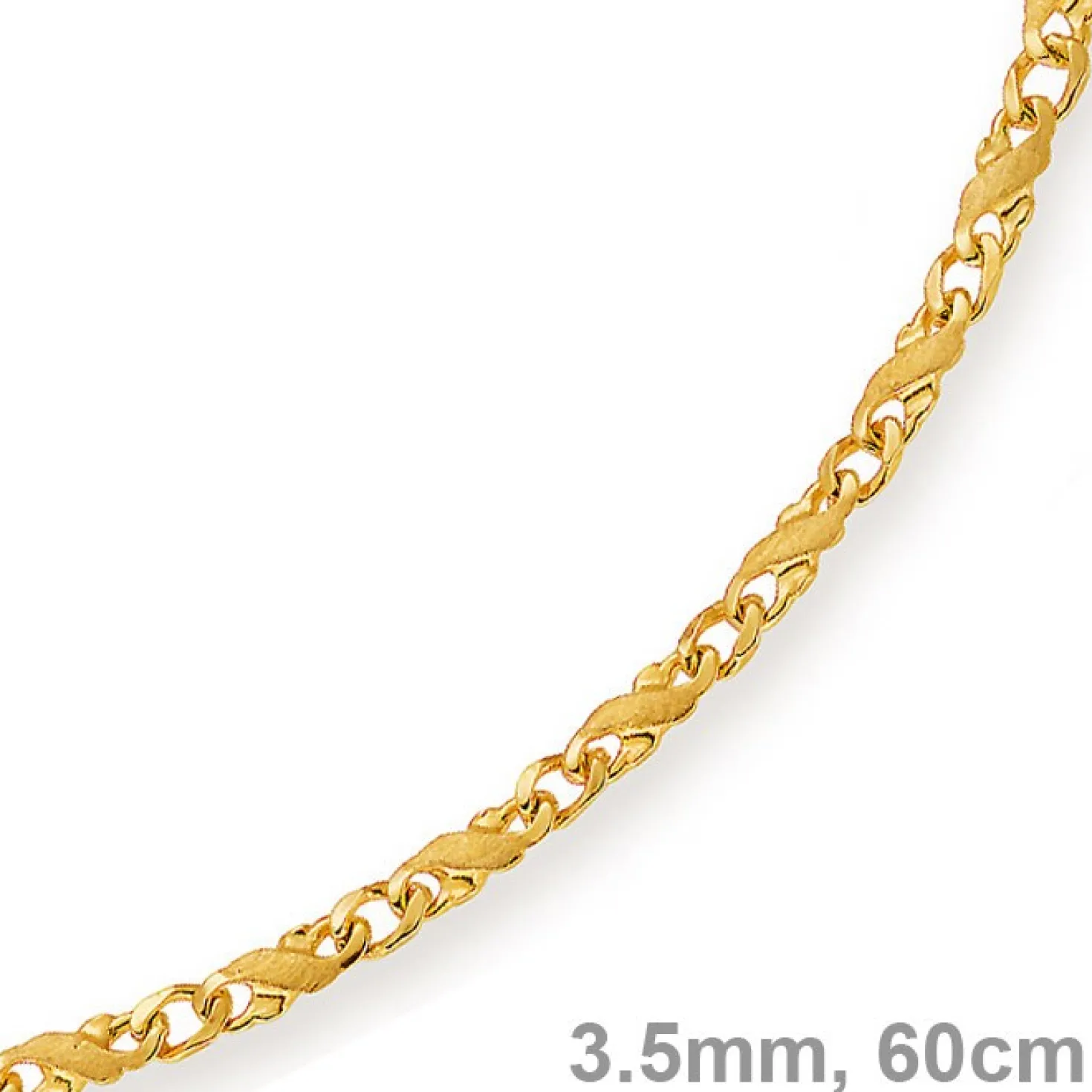 3,5mm Rockwellkette X-Panzerkette Collier teilmattiert 585 Gelbgold 60cm Unisex