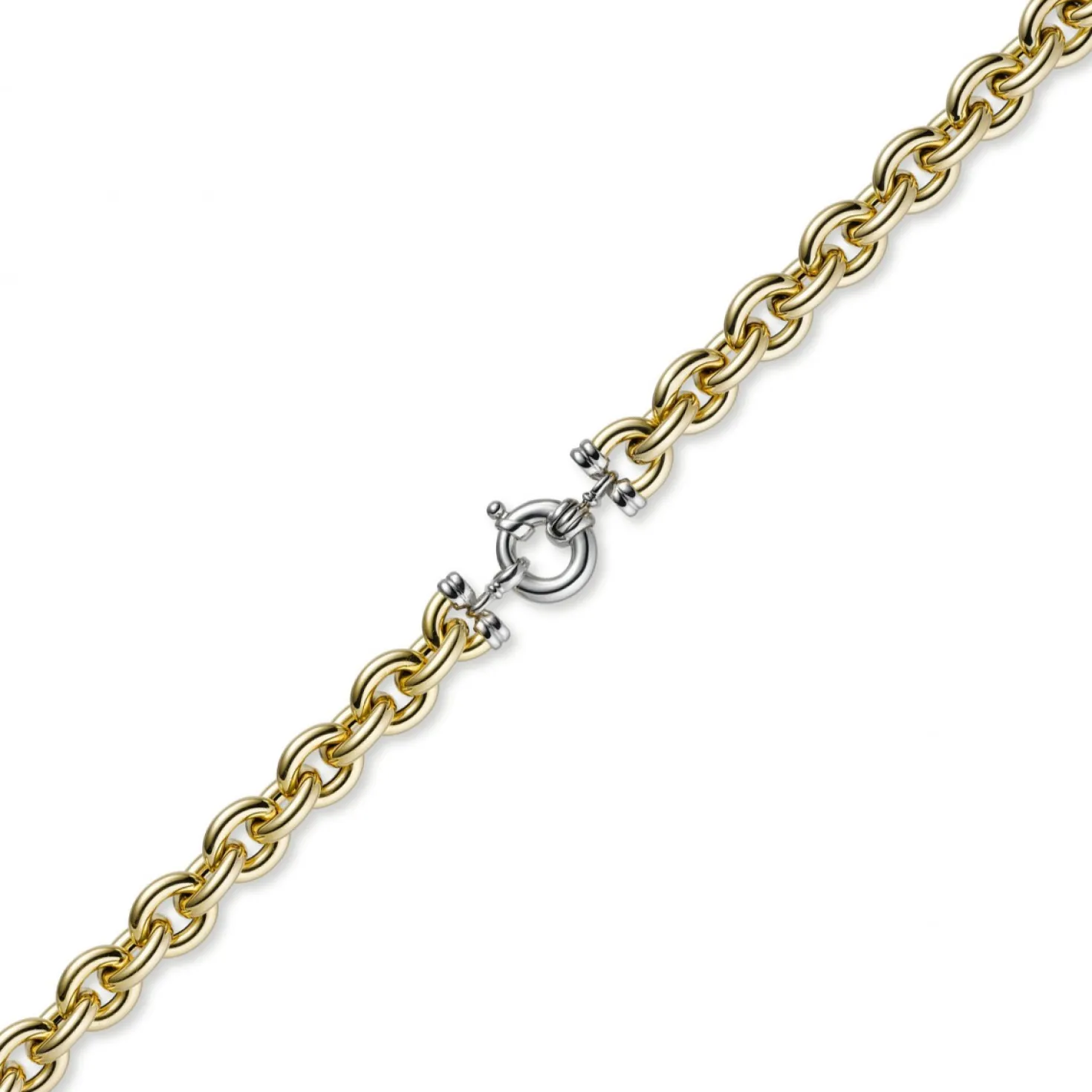 12mm Rundanker Armband Armkette aus 585 Gold Gelbgold & Weißgold, 21cm