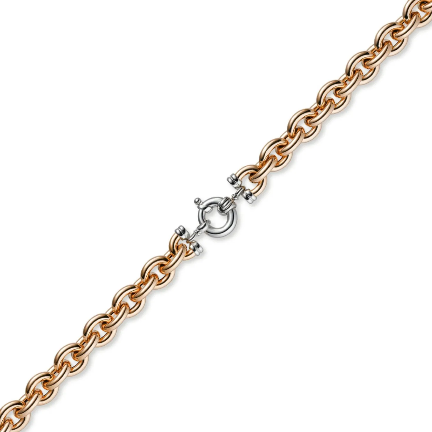 12mm Rundanker Armband Armkette aus 585 Gold Rotgold & Weißgold, 19cm