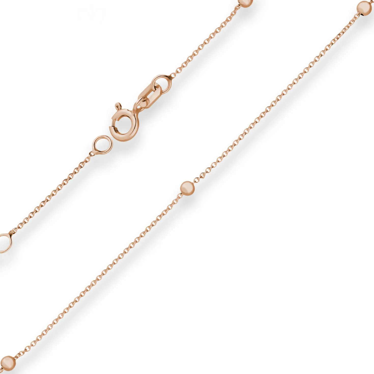 1mm Rund-Ankerkette Armband Kugel aus 585 Gold Rotgold 19cm mit Zwischenöse