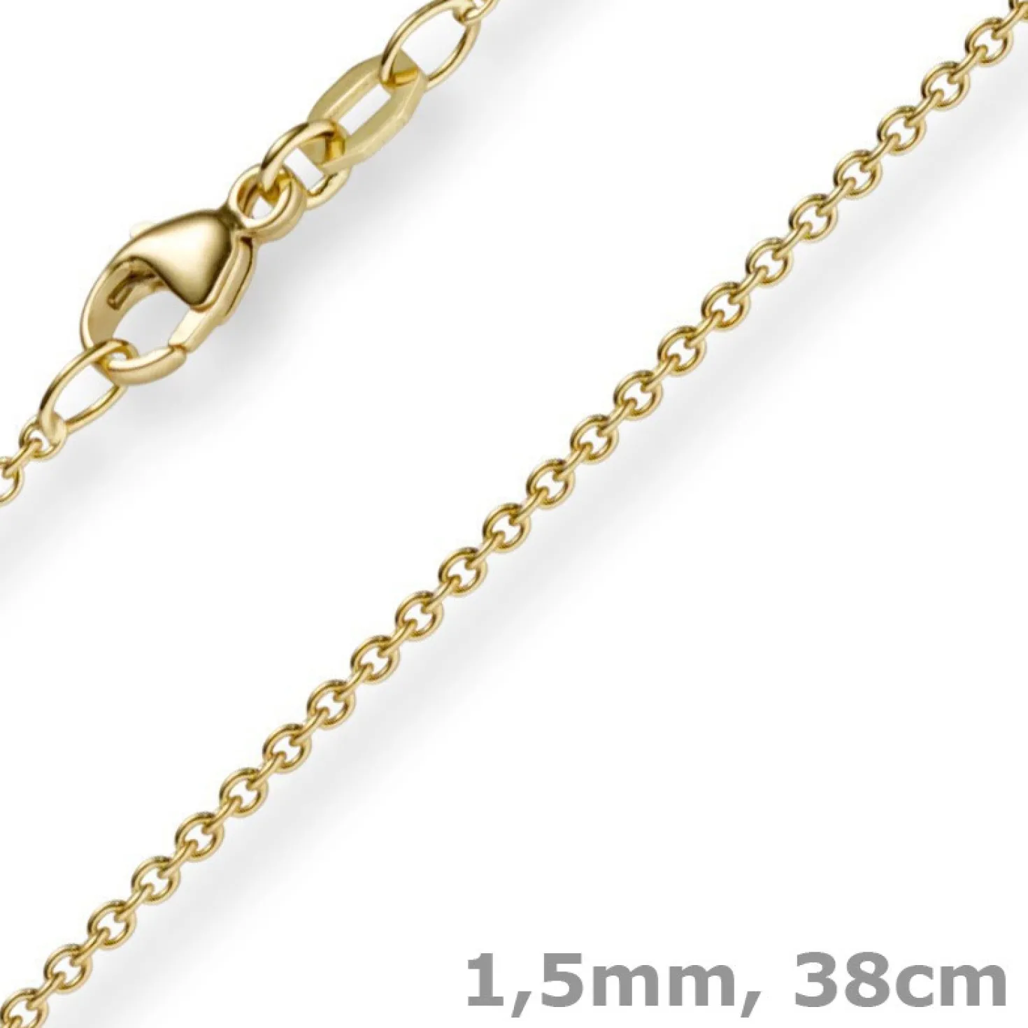 1,5mm Rund-Ankerkette aus 750 Gold Gelbgold Kette Collier Halskette, 38cm