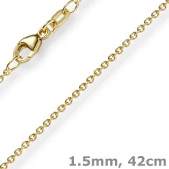 1,5mm Rund-Ankerkette aus 585 Gold Gelbgold Kette Collier Halskette, 42cm