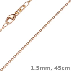 1,5mm Rund-Ankerkette aus 585 Gold Rotgold Kette Collier Halskette, 45cm