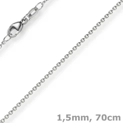1,5mm Rund-Ankerkette aus 750 Gold Weißgold Kette Collier Halskette, 70cm