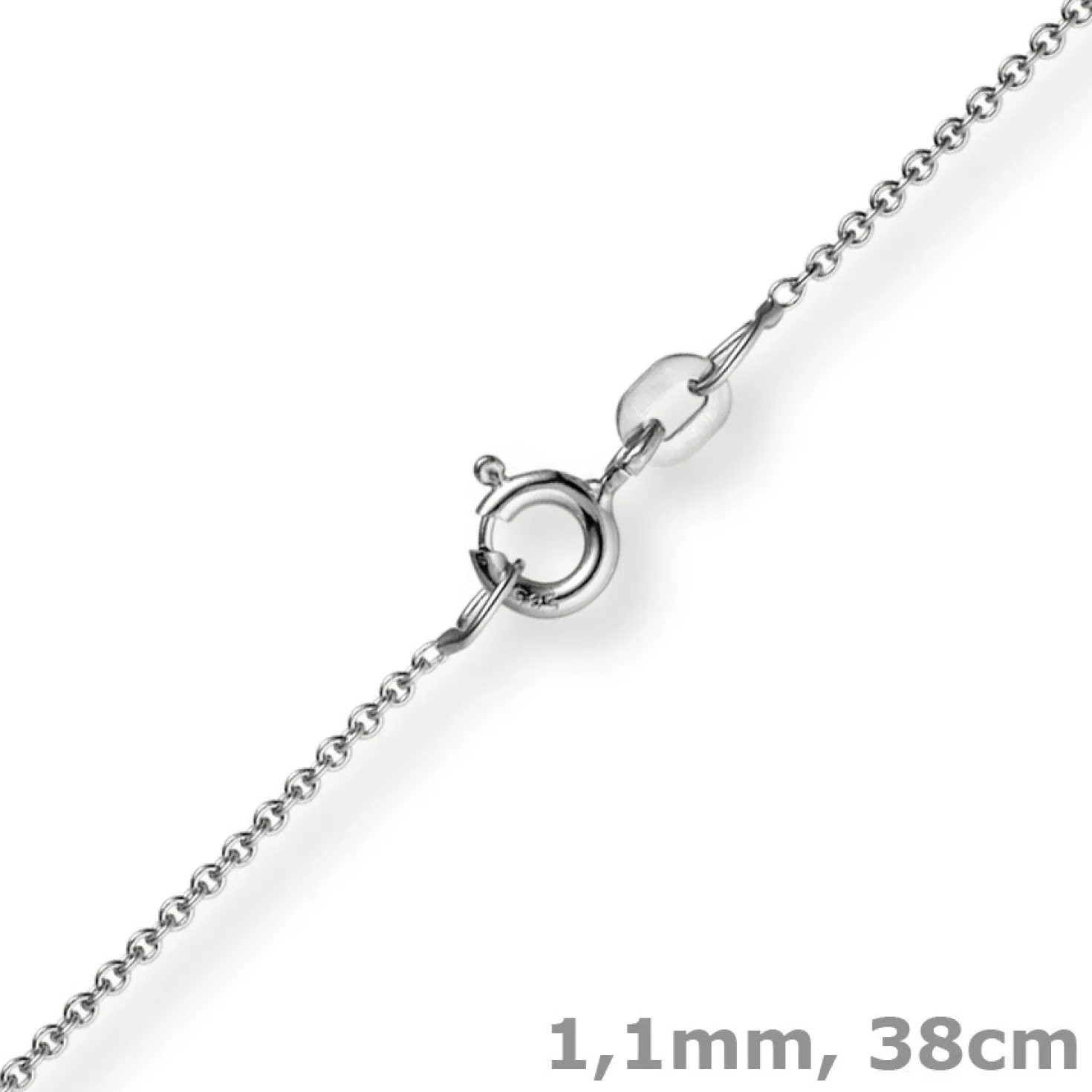 1,1mm Rund-Ankerkette aus 750 Gold Weißgold Kette Collier Halskette, 38cm