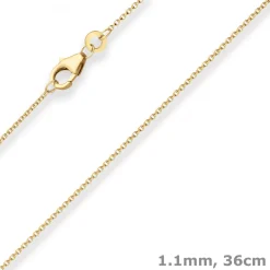 1,1mm Rund-Ankerkette Collier Halskette aus 375 Gold Gelbgold 36cm