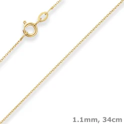 1,1mm Rund-Ankerkette Collier Halskette aus 585 Gold Gelbgold 34cm