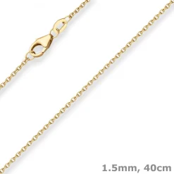 1,5mm Rund-Ankerkette Collier Halskette aus 375 Gold Gelbgold 40cm