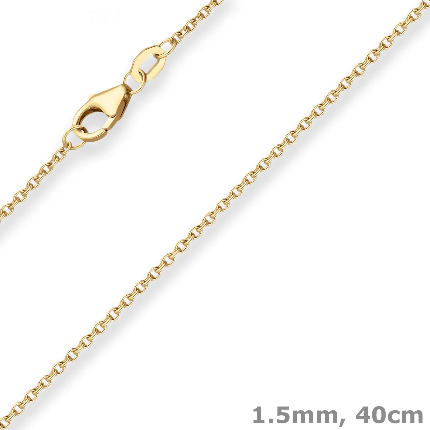 1,5mm Rund-Ankerkette Collier Halskette aus 375 Gold Gelbgold 40cm