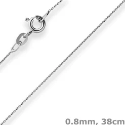 0,8mm Rund-Ankerkette Collier Halskette aus 585 Gold Weißgold 38cm