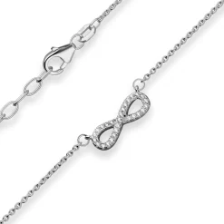 1,3mm Rund-Ankerkette Collier Infinity aus 925 Silber rhodiniert 42cm Zirkonia