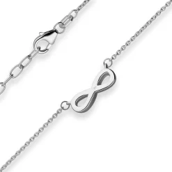 1,3mm Rund-Ankerkette Collier Infinity aus 925 Silber rhodiniert 42cm Zirkonia
